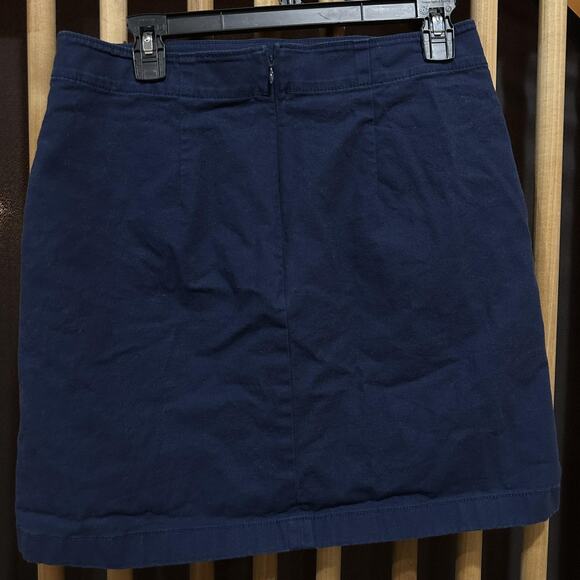 LOFT Skirt Size 6 Navy Blue Button Detail Mini Nautical Preppy Y2K Cotton Blend - Picture 2 of 7